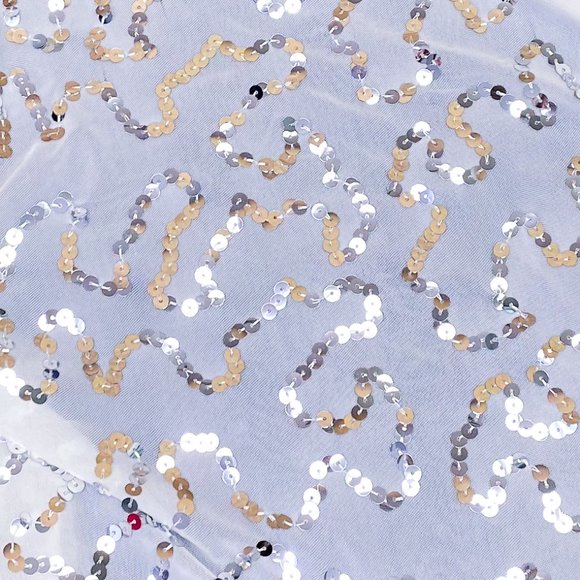 90s Y2k Women's Sequin Luxury Shrug Cejon Tie Front Mesh Crop Top - Picture 12 of 12